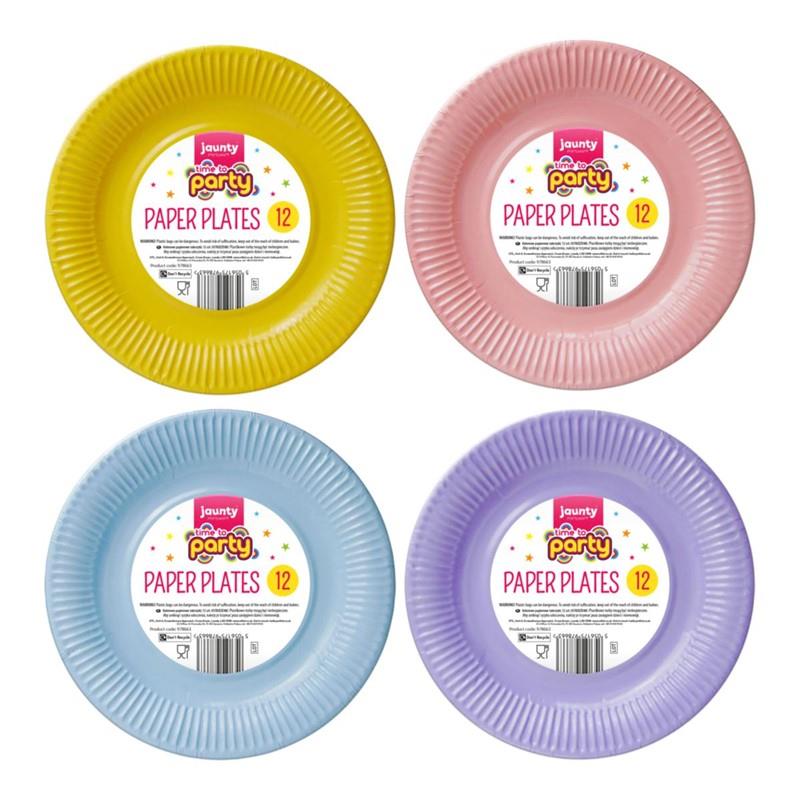 Colourful paper Plates 12pcs x 12pk